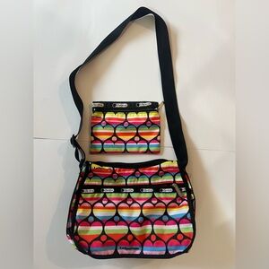 LeSportsac Vibrant Heart Pattern Crossbody Bag